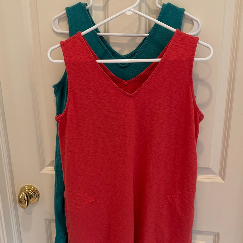 JJILL (2) dresses, aqua, burnt orange petite small dresses.